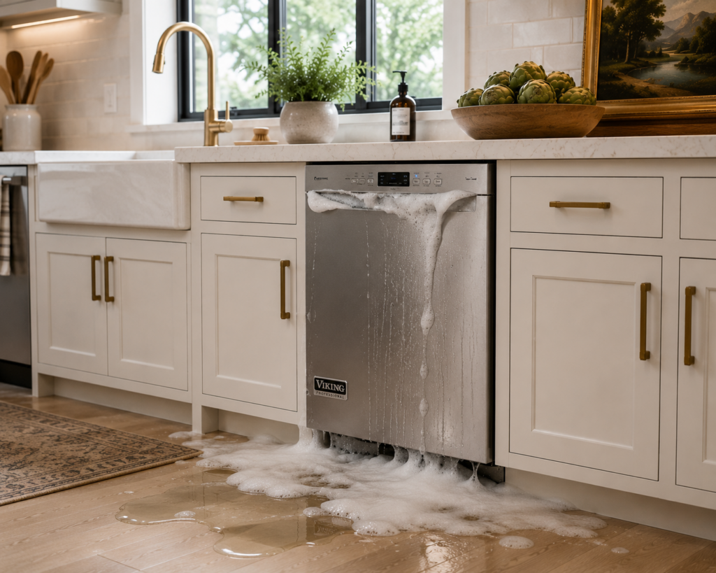 viking dishwasher leaking